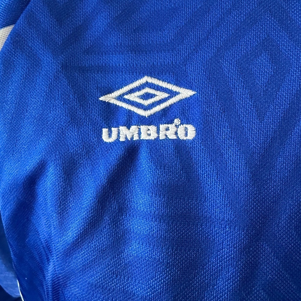 VTG 90s Umbro blue and white striped soccer jersey #13 Small. - Picture 3 of 9